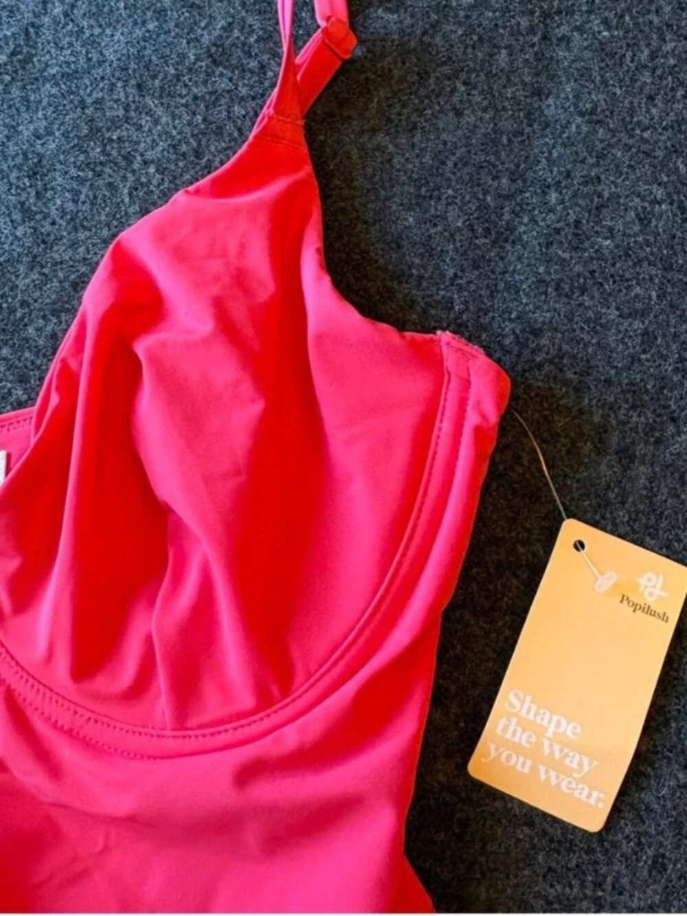 Popilush Shapewear Plunging V Slimming One-Piece Swimsuit Large Pink V-Neck - Picture 9 of 13